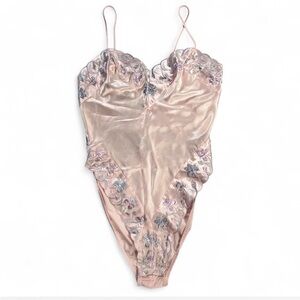 Vintage Shirley of Hollywood Pink Floral Lace Bodysuit